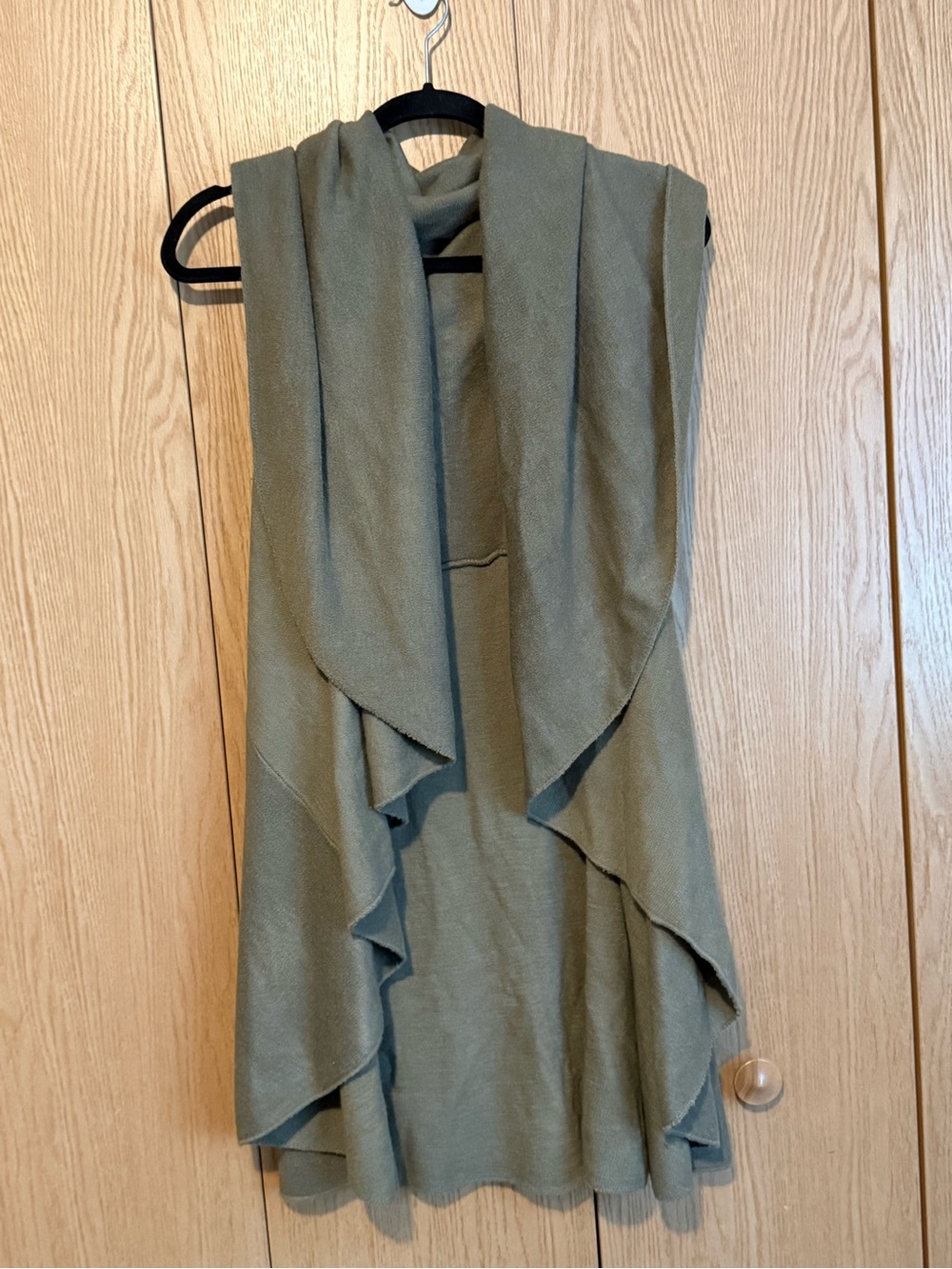 Olive Asymmetrical Drape Sleeveless Vest